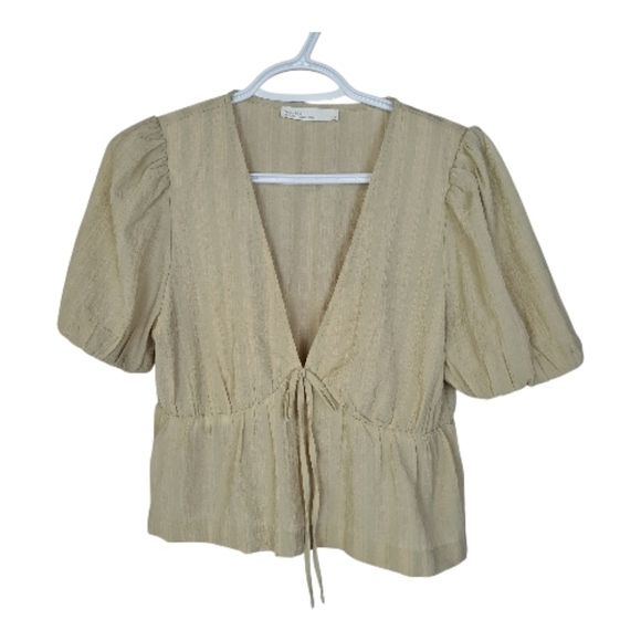OAK + FORT Tops - OAK + FORT Tie Front Crop Top  size M
